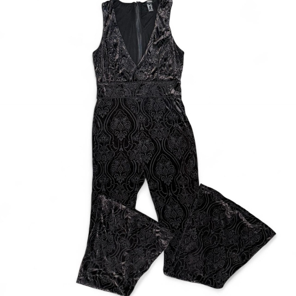 Forever 21 Black Velvet Jumpsuit